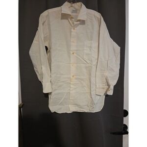 Manhattan White Button Up Shirt, Men's 15.5 Shirt,‎ Long Sleeve Classic Shirt